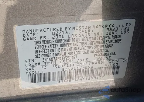 2015 Nissan Sentra S from USA, damaged, VIN 3N1AB7AP4FY239197